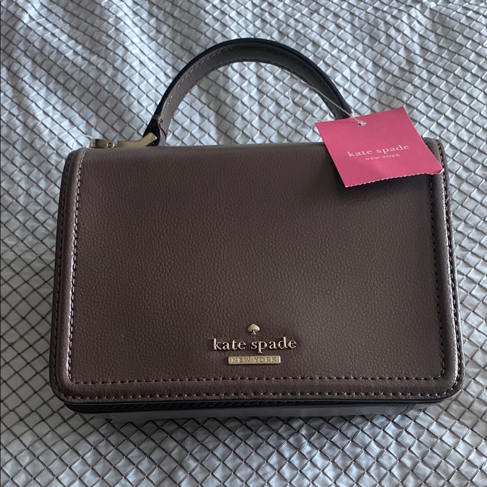 Kate Spade Dusty Mauve Mini Bag with Flap Closure and floral card wallet